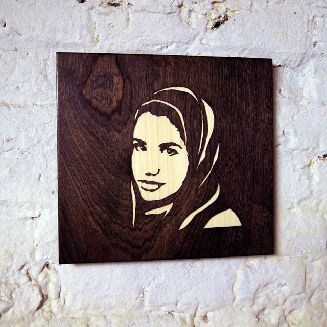 Arab girl wood relief