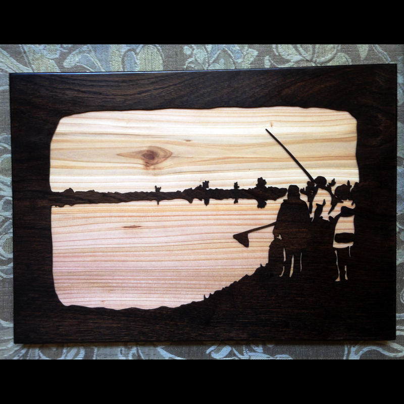 Fishing wood relief